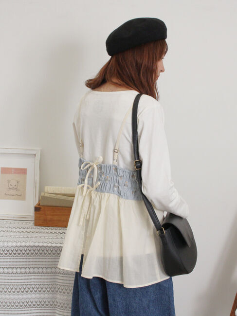 Samansa Mos2「バイカラー花刺繍ビスチェ」|シャツ・ブラウス|