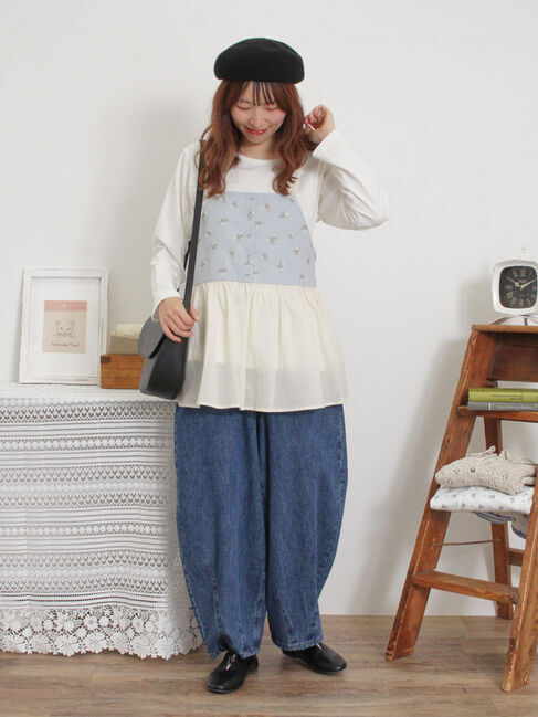 Samansa Mos2「バイカラー花刺繍ビスチェ」|シャツ・ブラウス|