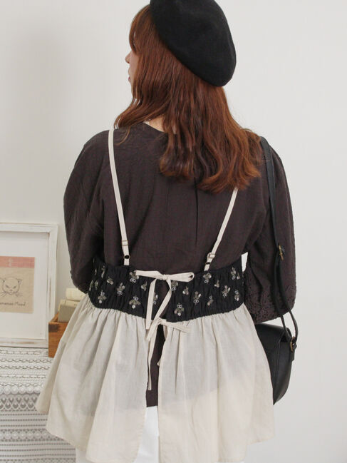 Samansa Mos2「バイカラー花刺繍ビスチェ」|シャツ・ブラウス|