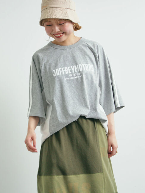 SM2「配色ラインロゴプリントオーバーTシャツ」|Tシャツ・カットソー|グレー