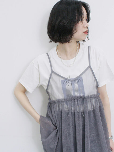 Samansa Mos2 blue「ラメチュールビスチェ」|シャツ・ブラウス|グレー