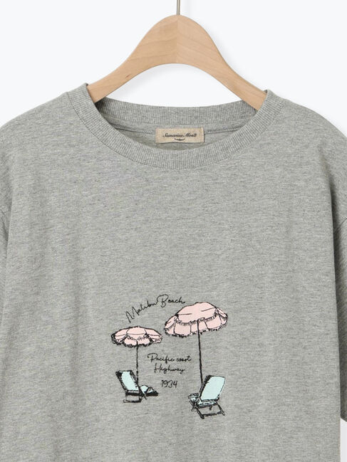 Samansa Mos2「パラソル刺繍Tシャツ」|Tシャツ・カットソー|