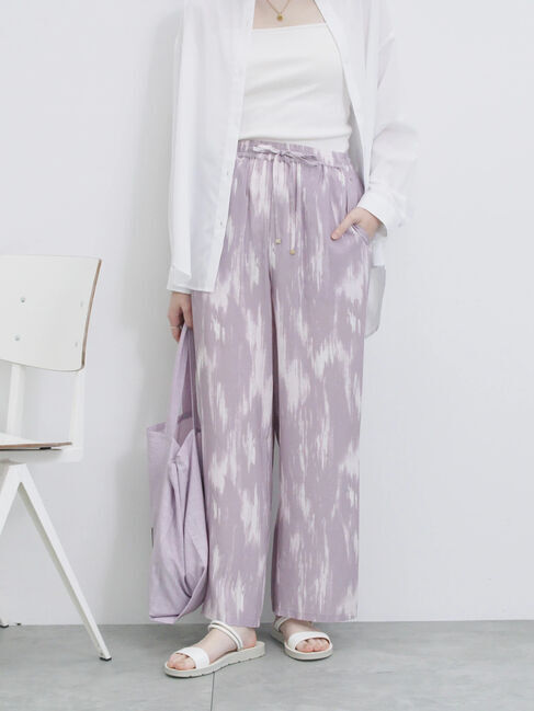 Samansa Mos2 blue「【接触冷感】水彩柄イージーパンツ」|その他|