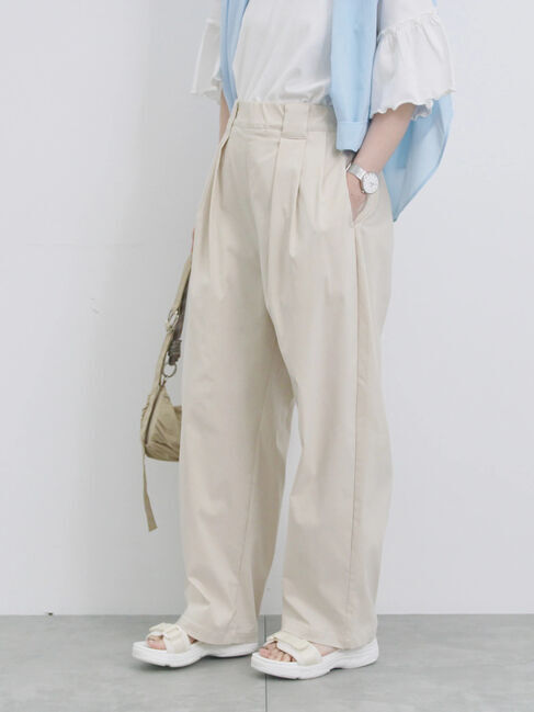 Samansa Mos2 blue「ストレッチタックカーブパンツ」|その他|