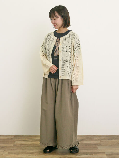 Samansa Mos2「花瓶柄コード刺繍Tシャツ」|Tシャツ・カットソー|