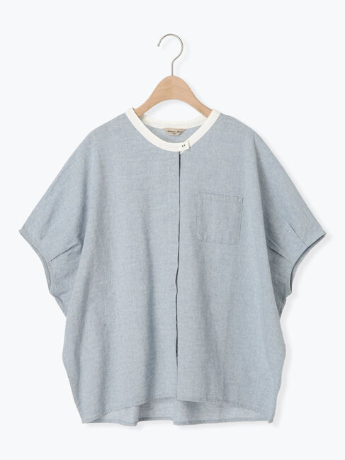 Samansa Mos2「【クールコットン】柄アソートクレリック袖タックブラウス」|シャツ・ブラウス|