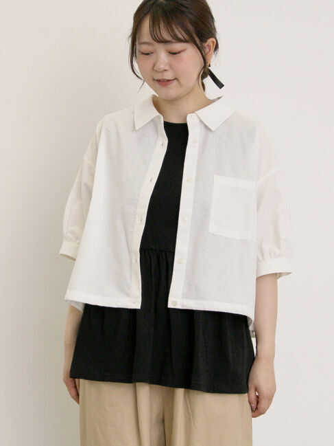 Samansa Mos2「ショート丈シャツ」|シャツ・ブラウス|オフホワイト