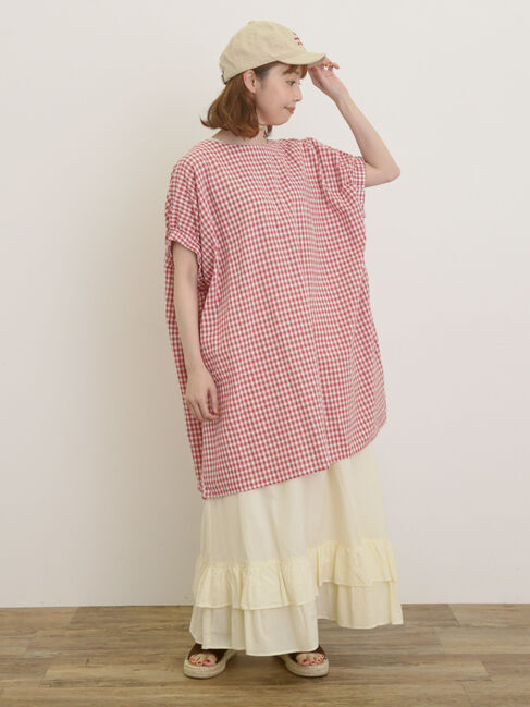 Samansa Mos2「袖口ギャザー前後2WAYチュニック」|シャツ・ブラウス|レッド