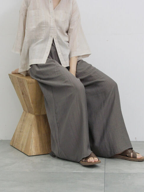 Samansa Mos2 blue「楊柳ガウチョパンツ」|その他|