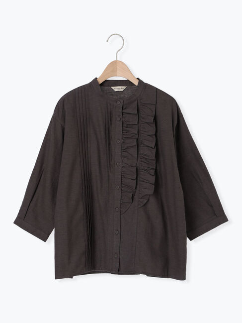 Samansa Mos2「フリルアシンメトリーブラウス」|シャツ・ブラウス|チャコールグレー