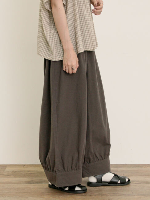 Samansa Mos2「【M/Lサイズ】裾切替ギャザーパンツ」|その他|チャコールグレー