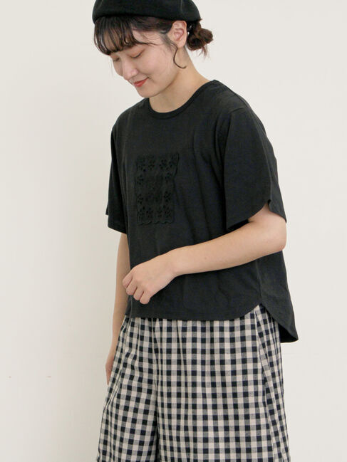 Samansa Mos2「◎レース刺繍Tシャツ」|Tシャツ・カットソー|