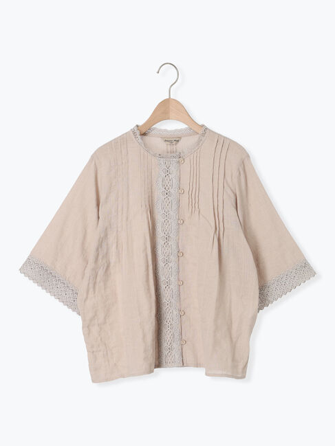 Samansa Mos2「ドビーストライプレースブラウス」|シャツ・ブラウス|