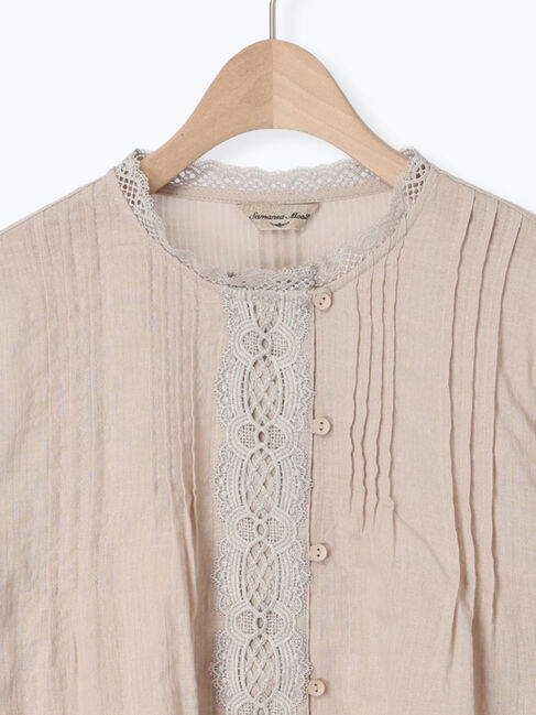 Samansa Mos2「ドビーストライプレースブラウス」|シャツ・ブラウス|