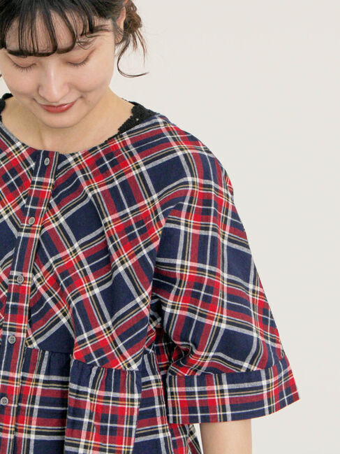 Samansa Mos2「◎チェック柄前後2WAYブラウス」|シャツ・ブラウス|