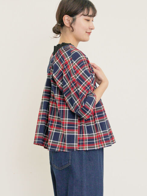 Samansa Mos2「◎チェック柄前後2WAYブラウス」|シャツ・ブラウス|