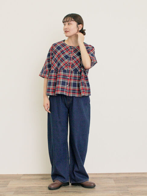 Samansa Mos2「◎チェック柄前後2WAYブラウス」|シャツ・ブラウス|