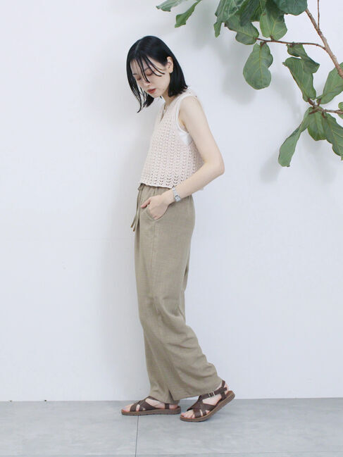 Samansa Mos2 blue「テープヤーン透かしニットベスト」|ニット・セーター|