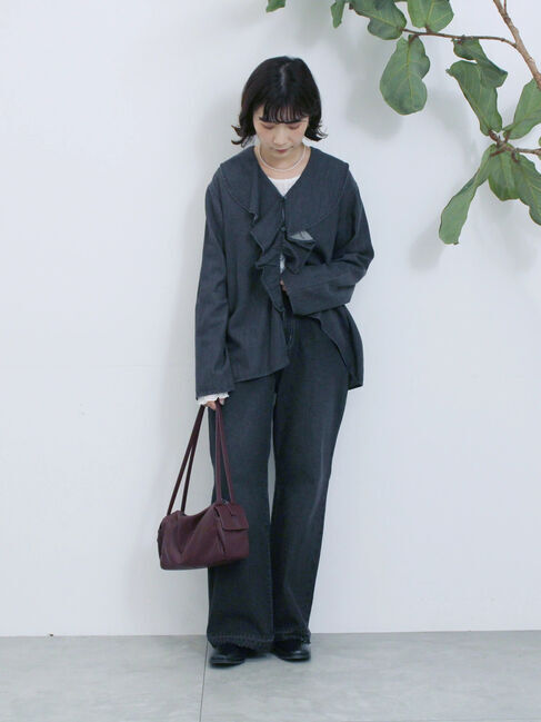 Samansa Mos2 blue「【ECO DENIM 】フリルブラウス」|シャツ・ブラウス|