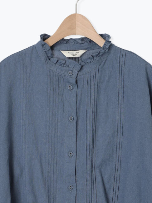 Samansa Mos2「【Cross&times;Linen】ピンタックブラウス」|シャツ・ブラウス|