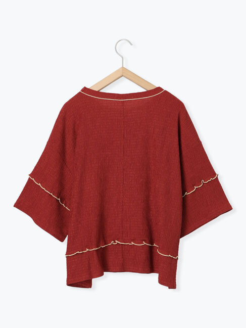 Samansa Mos2 blue「配色メローアソートプルオーバー」|Tシャツ・カットソー|