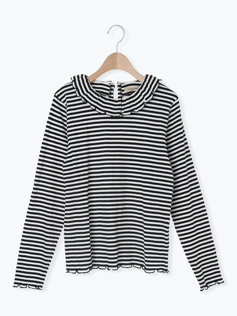 Samansa Mos2「襟付きしぼしぼボーダーカットソー」|Tシャツ・カットソー|