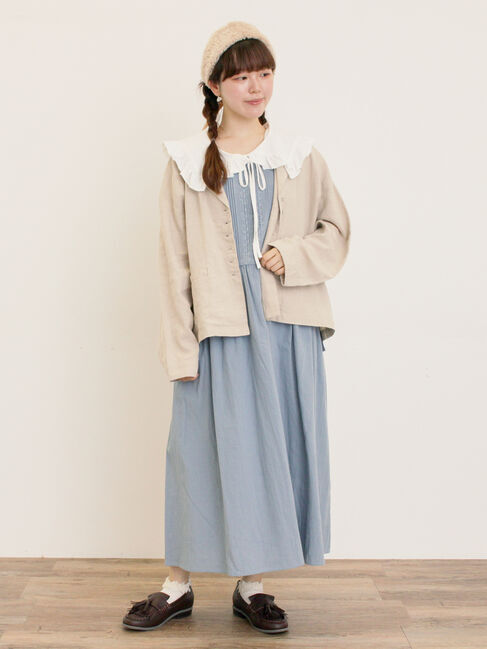 Samansa Mos2「【S/Mサイズ】レース貼りノースリワンピース」|ワンピース|ブルー