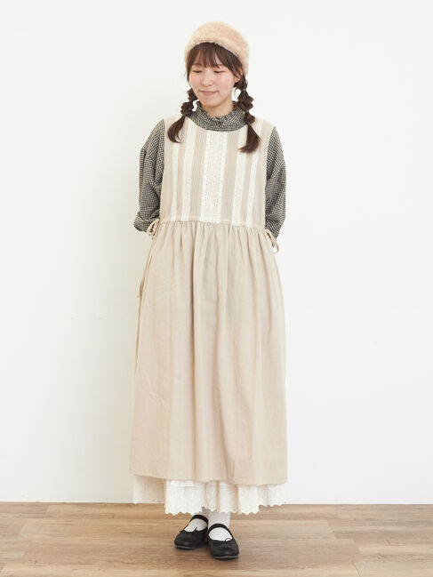Samansa Mos2「【S/Mサイズ】レース貼りノースリワンピース」|ワンピース|ベージュ