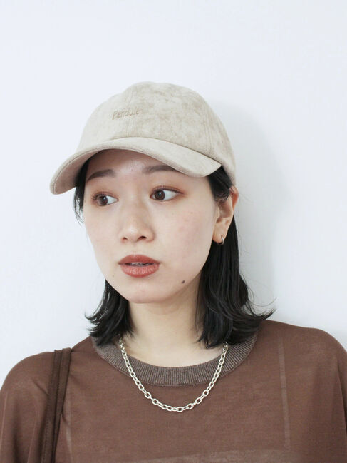 Samansa Mos2 blue「スエードロゴ刺繍キャップ」|その他|