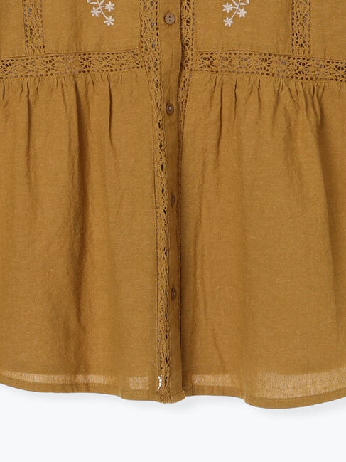 Samansa Mos2「花刺繍切替えブラウス」|シャツ・ブラウス|