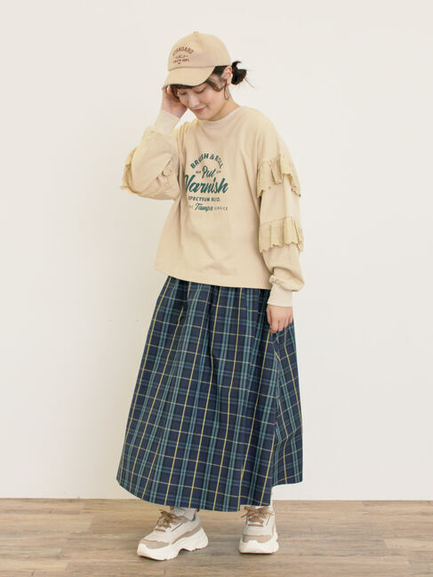 Samansa Mos2「袖フリル切替えスウェット」|Tシャツ・カットソー|