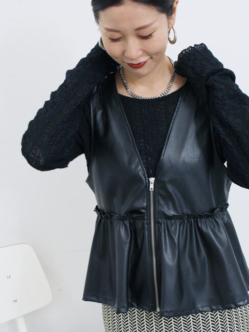 Samansa Mos2 blue「シアーレースロンT」|Tシャツ・カットソー|