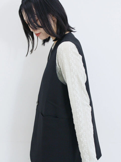 Samansa Mos2 blue「シアーレースロンT」|Tシャツ・カットソー|