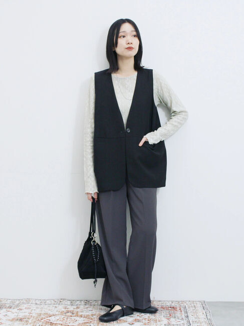 Samansa Mos2 blue「シアーレースロンT」|Tシャツ・カットソー|