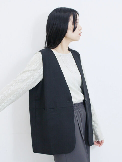 Samansa Mos2 blue「シアーレースロンT」|Tシャツ・カットソー|