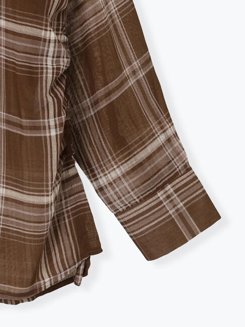 Samansa Mos2 blue「シアーチェックシャツ」|シャツ・ブラウス|