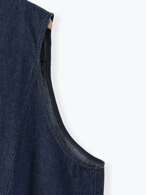 Samansa Mos2「デニム/ツイルクルーネックベスト」|ダウンベスト・ベスト|