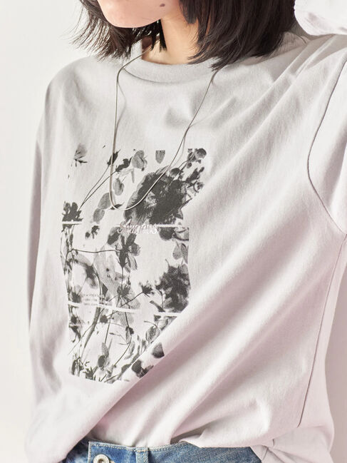 Samansa Mos2 blue「箔フォトプリントロンT」|Tシャツ・カットソー|