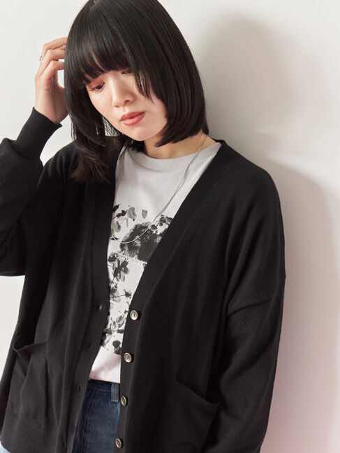 Samansa Mos2 blue「箔フォトプリントロンT」|Tシャツ・カットソー|