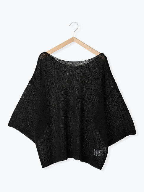 Samansa Mos2 blue「◎7分袖シアーニット」|ニット・セーター|