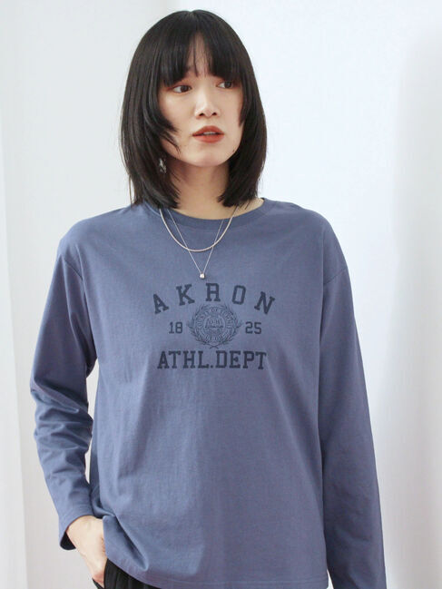 Samansa Mos2 blue「アソートプリントロンT」|Tシャツ・カットソー|