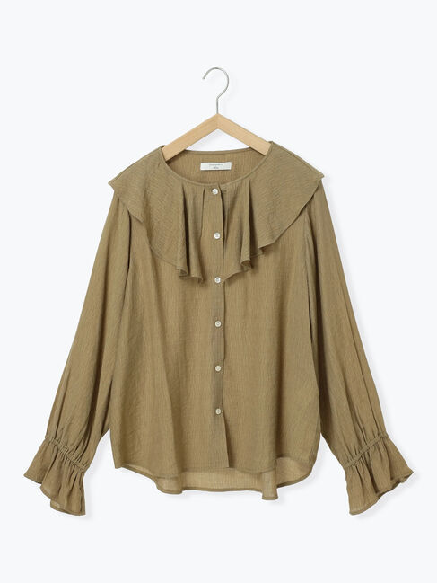 Samansa Mos2 blue「ラッフルカラーブラウス」|シャツ・ブラウス|