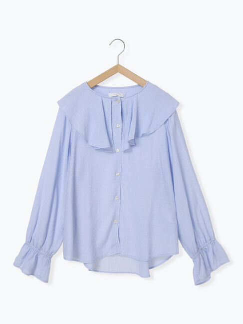 Samansa Mos2 blue「ラッフルカラーブラウス」|シャツ・ブラウス|
