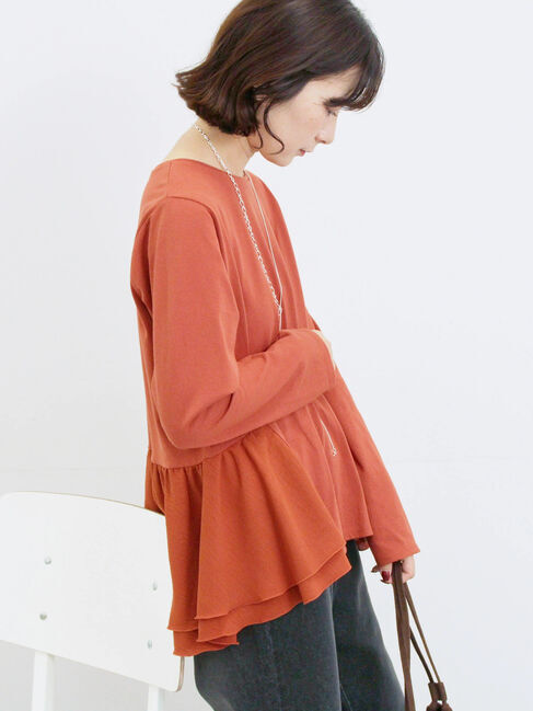 Samansa Mos2 blue「ペプラムドッキングカットソー」|Tシャツ・カットソー|