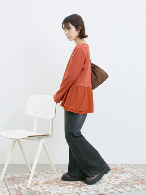 Samansa Mos2 blue「ペプラムドッキングカットソー」|Tシャツ・カットソー|