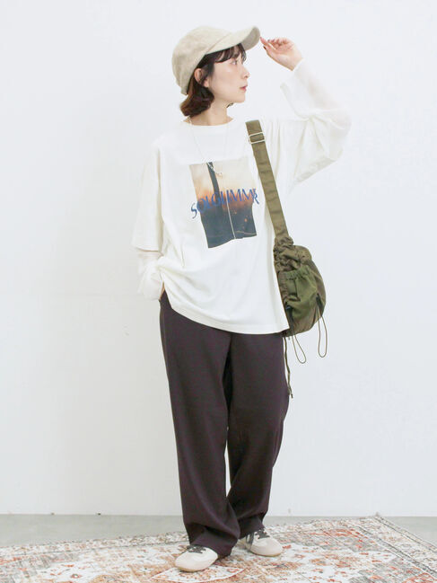 Samansa Mos2 blue「袖シフォンレイヤードプルオーバー」|Tシャツ・カットソー|