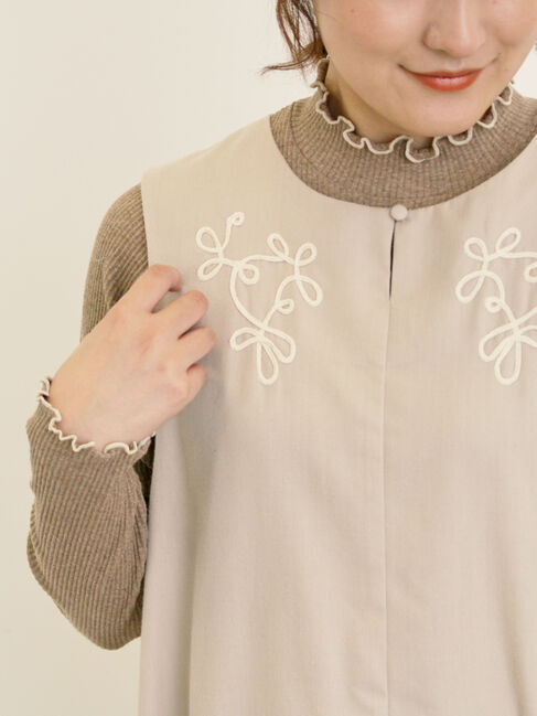 Samansa Mos2「配色メローカットリブフリルスタンドネックインナー」|Tシャツ・カットソー|