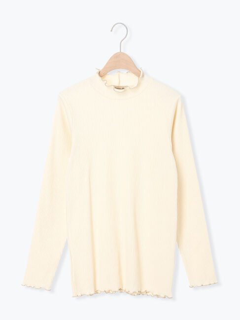 Samansa Mos2「配色メローカットリブフリルスタンドネックインナー」|Tシャツ・カットソー|