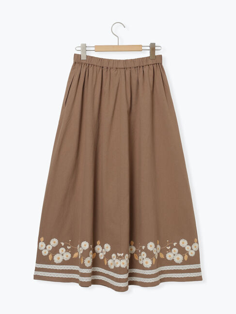 Samansa Mos2「【WEB限定】花柄刺繍ギャザースカート」|スカート|