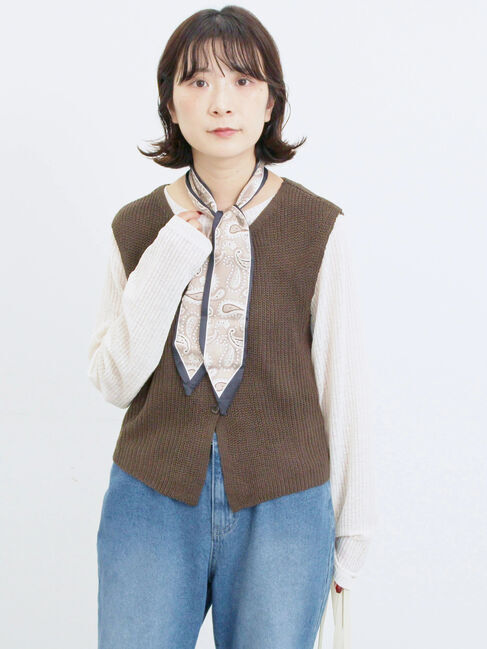 Samansa Mos2 blue「バンダナ付きニットベスト」|ニット・セーター|